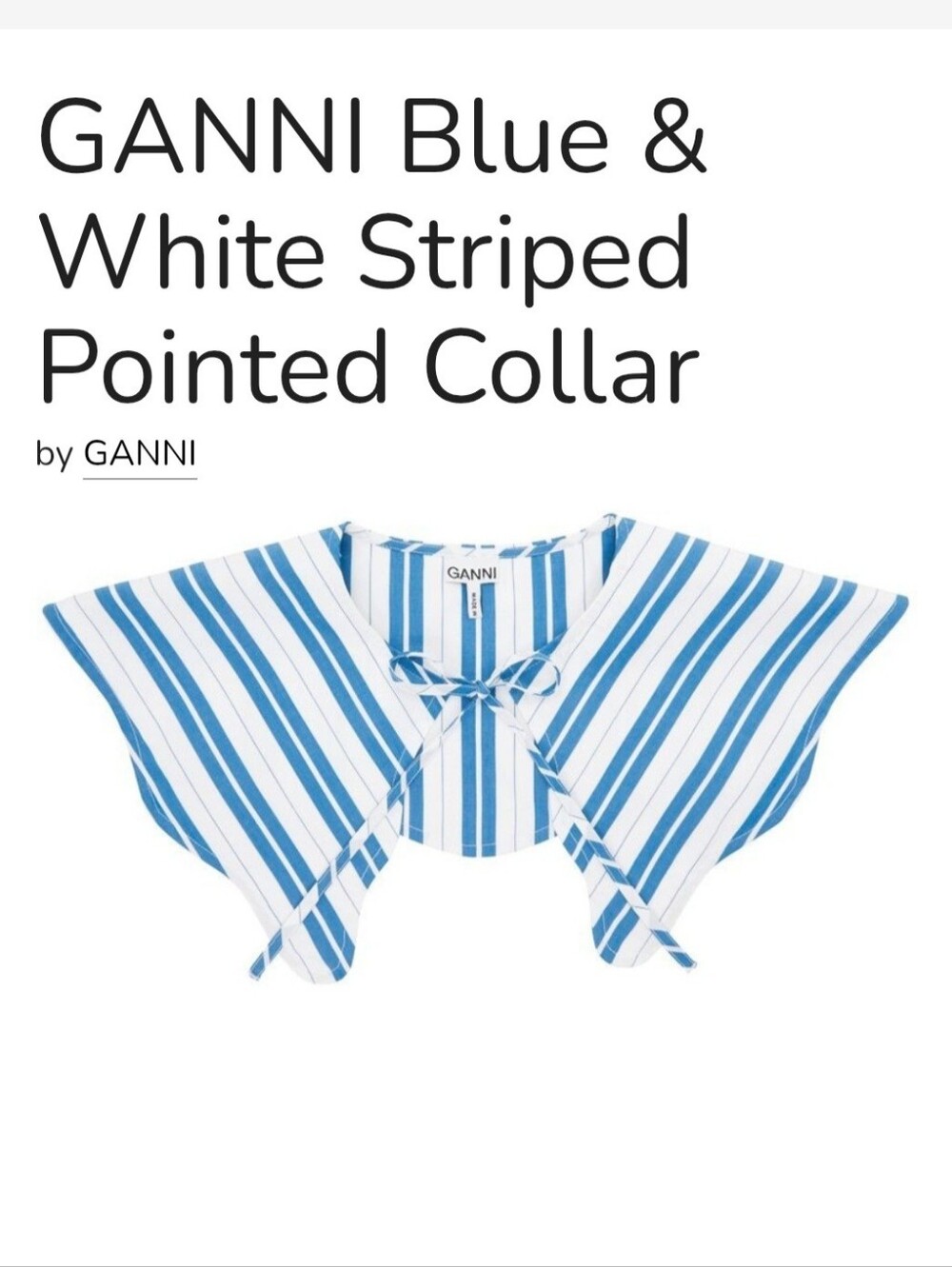 Ganni Blue & White Striped Detachable Collar